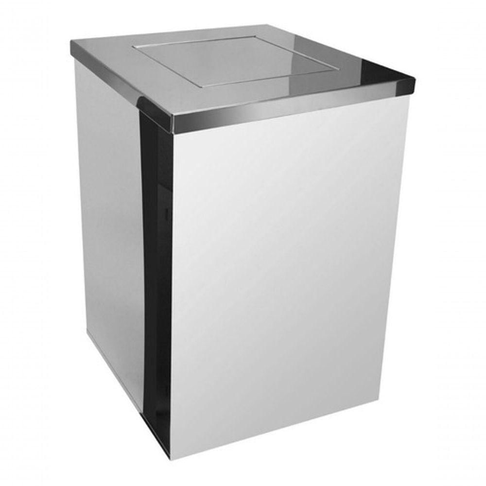 Lixeira Inox Quadrada Com Tampa Vai-vem 100 Litros Cor:inox