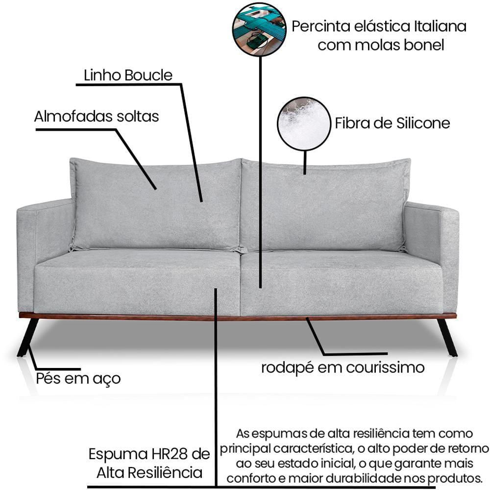 Sofa Aya 2 Lugares Para Sala De Estar 160cm Boucle 3302 Ezz 3302