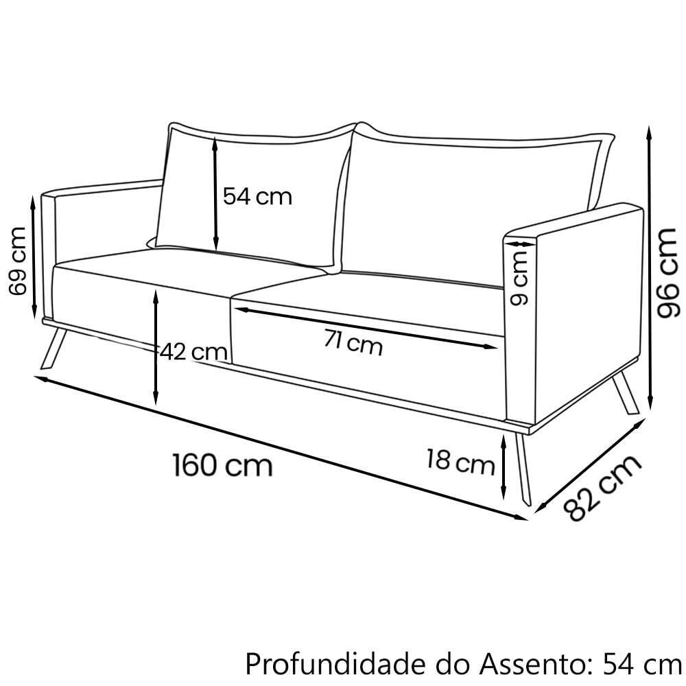 Sofa Aya 2 Lugares Para Sala De Estar 160cm Boucle 3302 Ezz 3302