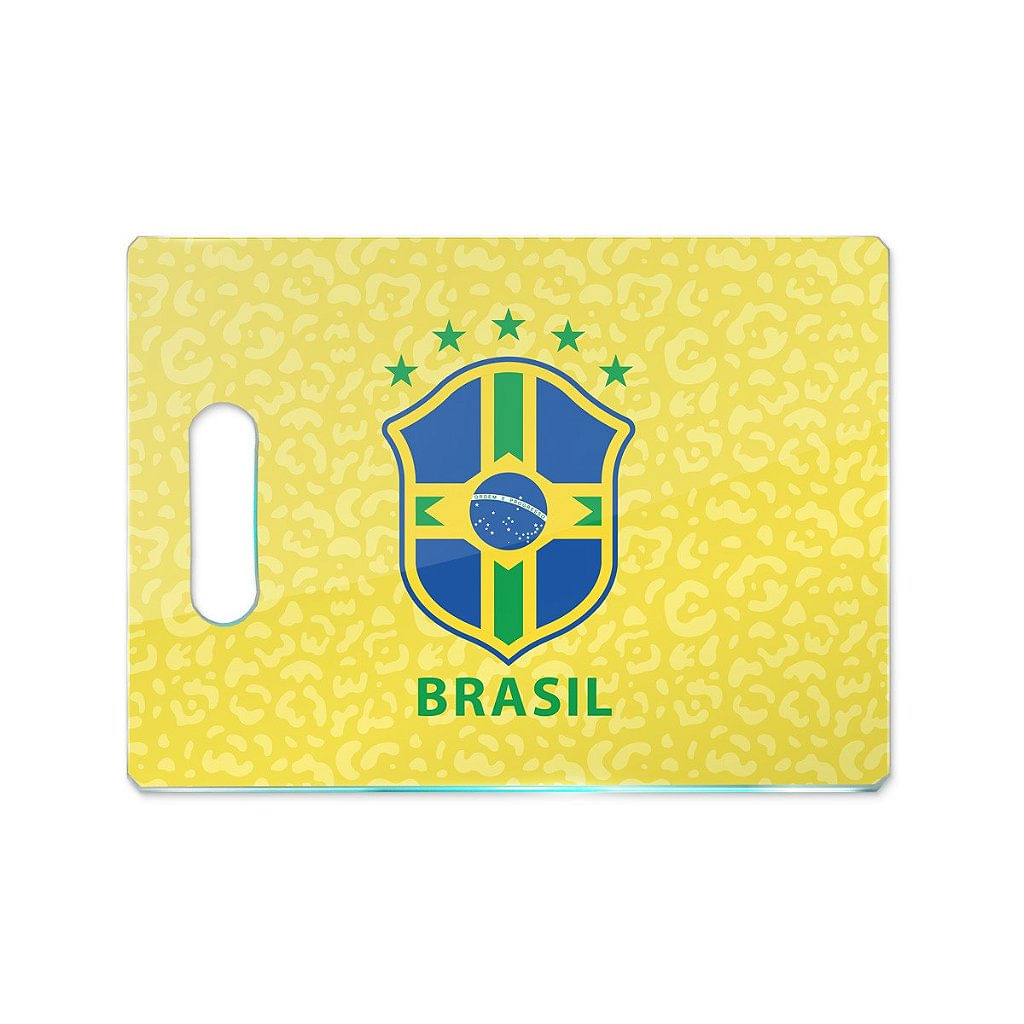 Tábua de Carne de Vidro 35x25 - Brasil Hexa Amarelo