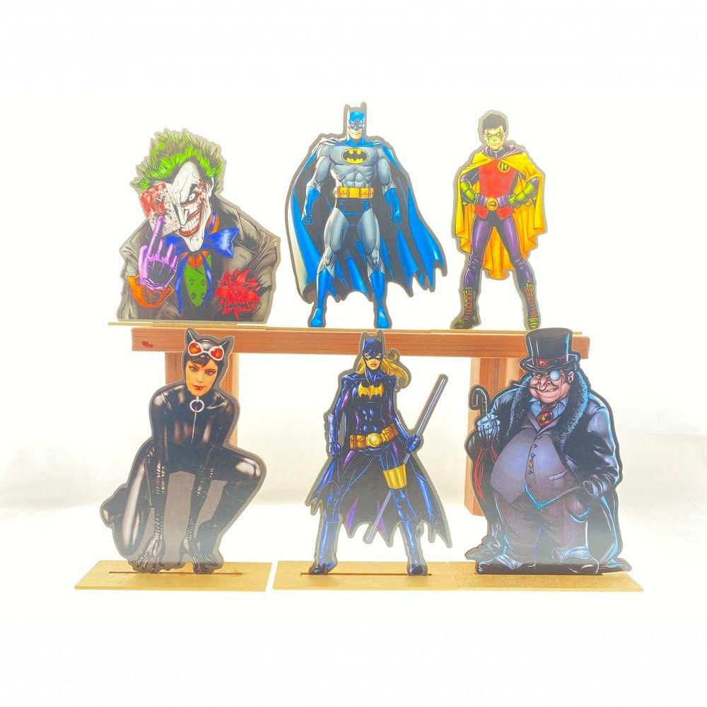 Kit Display De Mesa 6 Peças Para Festa Turma Do Batman Mdf