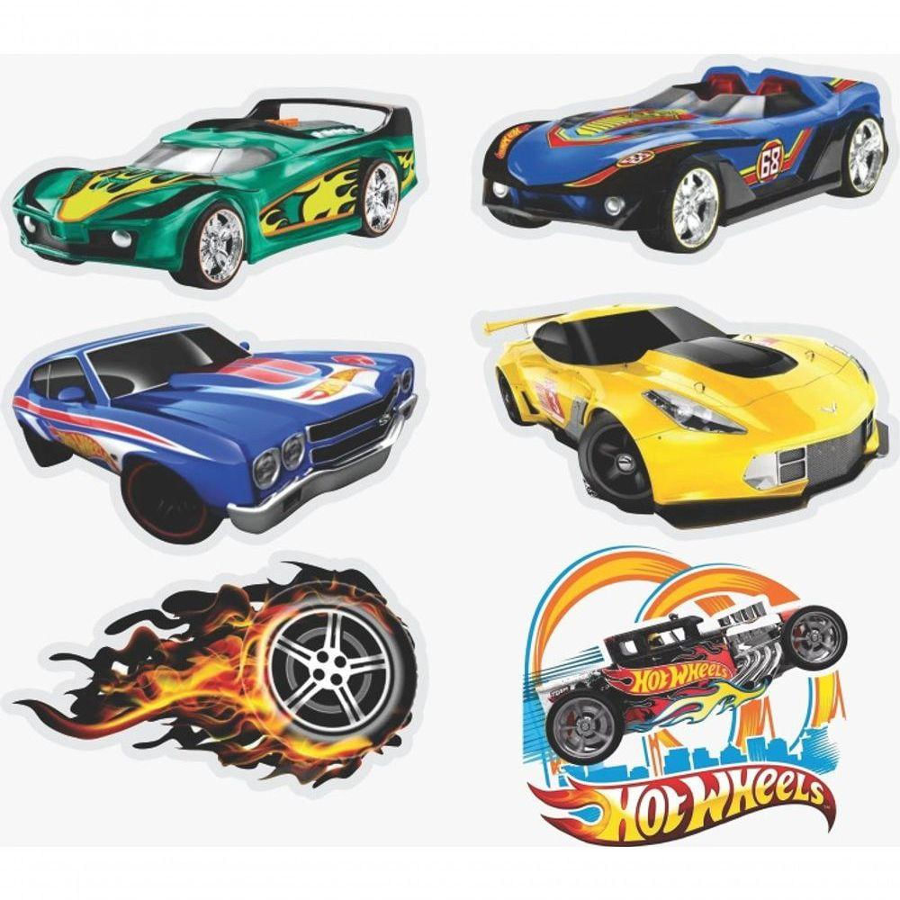 Kit Display De Mesa 25 Peças Para Festa Hot Wheels 3 Mdf