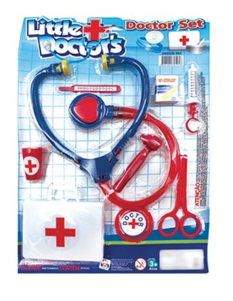 Kit Brinquedo Pequeno Médico infantil Little Doctor - 9 pcs