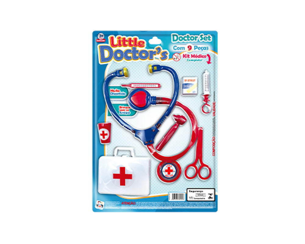 Kit Brinquedo Pequeno Médico infantil Little Doctor - 9 pcs