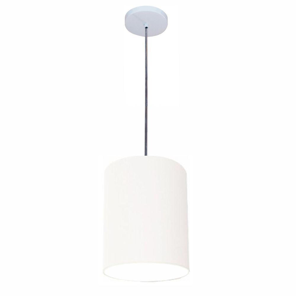 Luminária Pendente Vivare Free Lux Md-4103 Cúpula Em Tecido Branca Da Canopla Canopla Branca E Fio Cristal