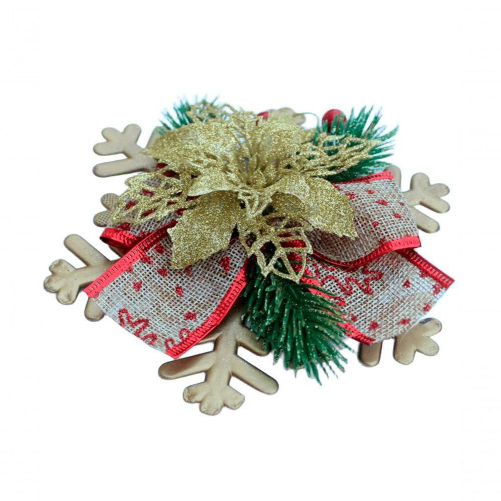 Enfeite Pendente Natalino Laço Arranjo Decoração Natal 15cm