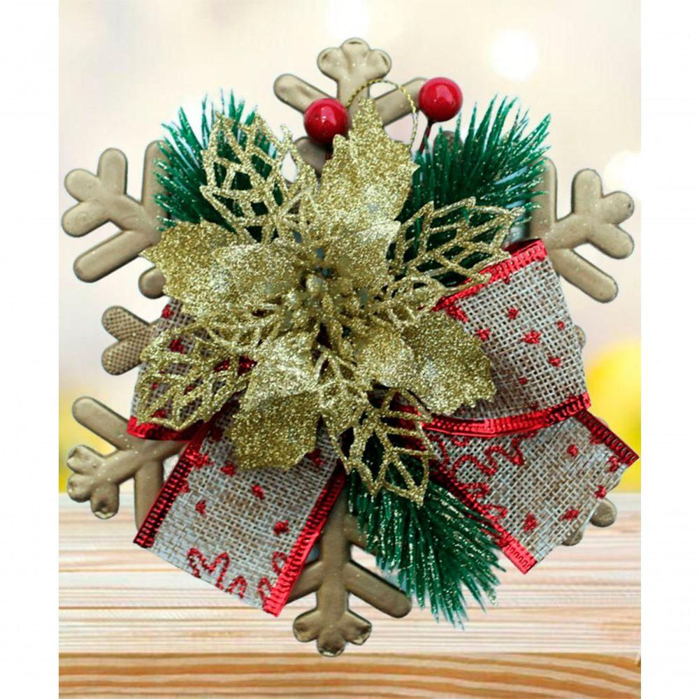 Enfeite Pendente Natalino Laço Arranjo Decoração Natal 15cm