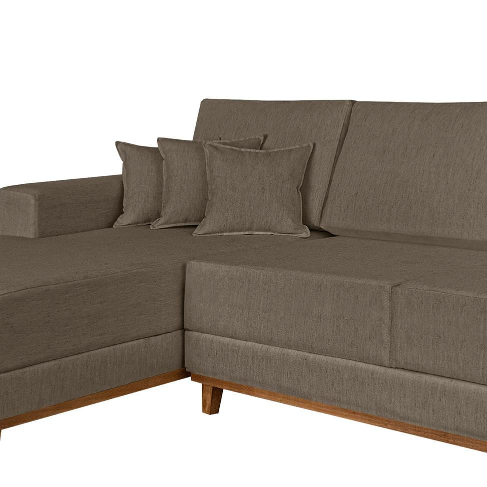 Sofá 4 Lugares Mônaco Com Chaise Esquerdo Linho Marrom Claro