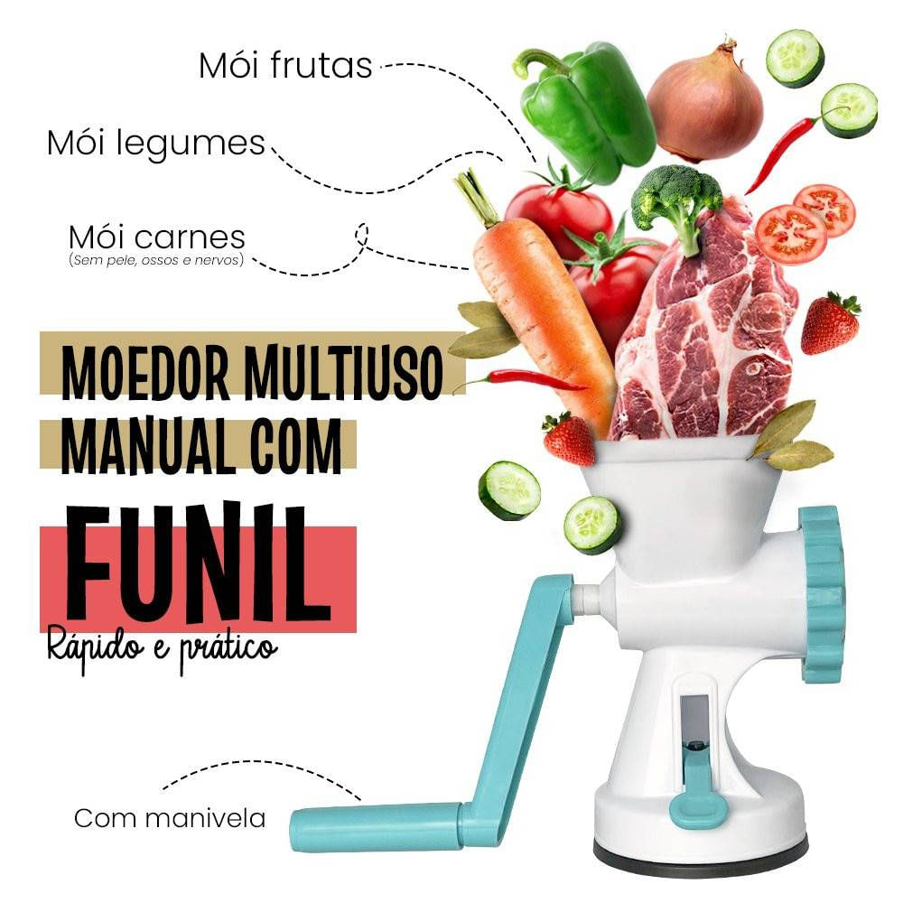 Moedor de Carne Linguiça Vegetais Grãos Multiuso Manual