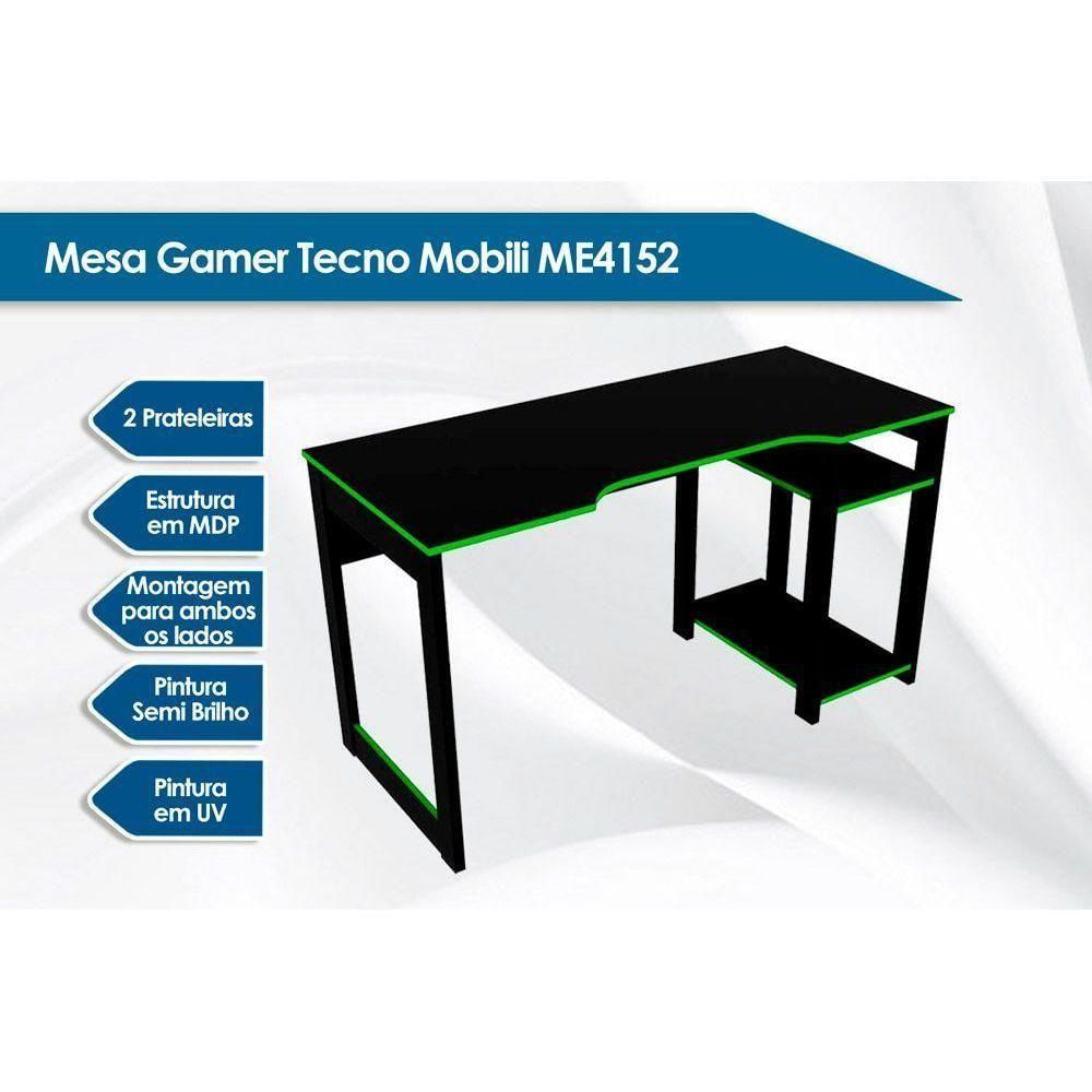 Mesa Computador Casal Gamer Me4152 Preto-vermelho - Tecno Mobili