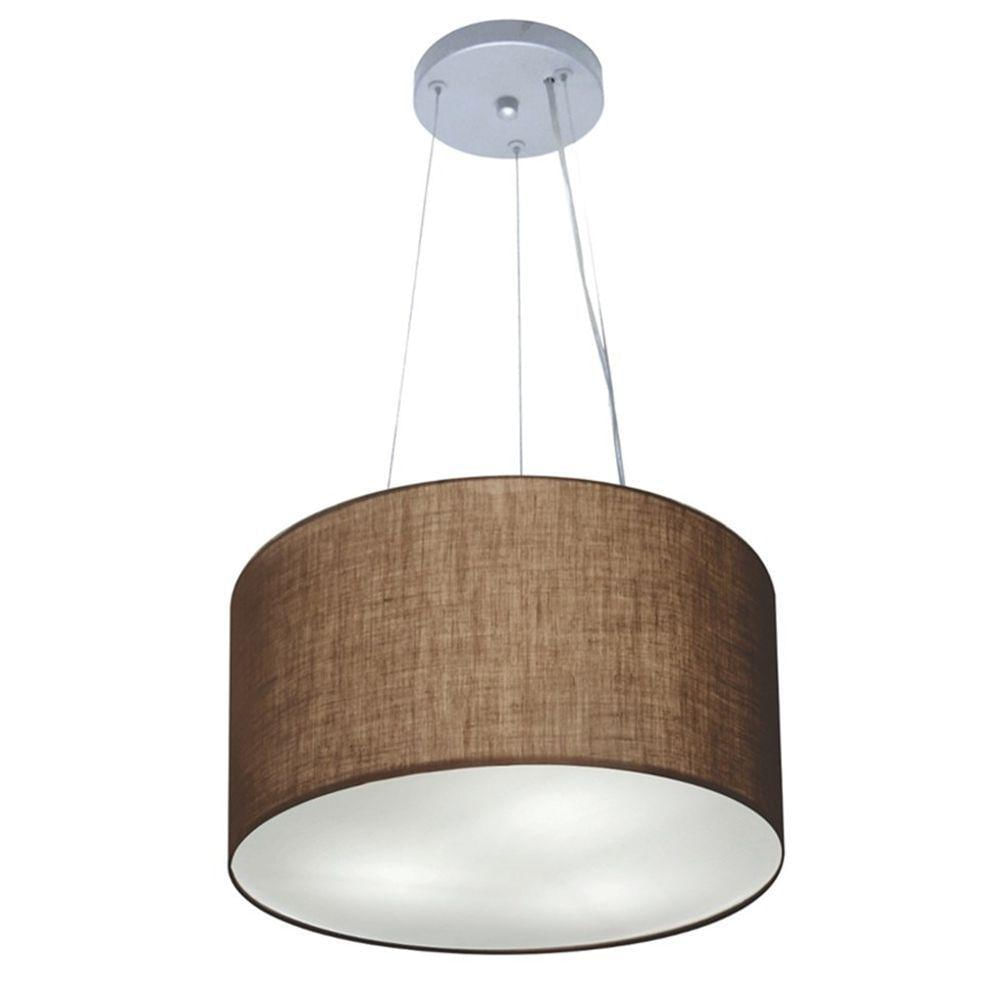 Lustre Luminária Pendente Cupula Em Tecido 40cm Bivolt Para 3 Lâmpadas E27 Lustres Vivare Café Tamanho 40x25cm