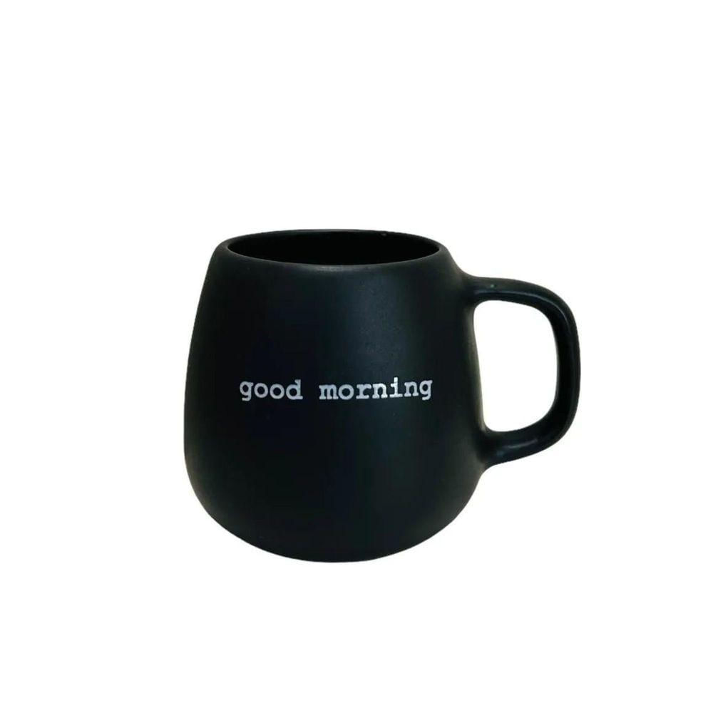 Caneca Good Morning Preta 260ml - Design Moderno