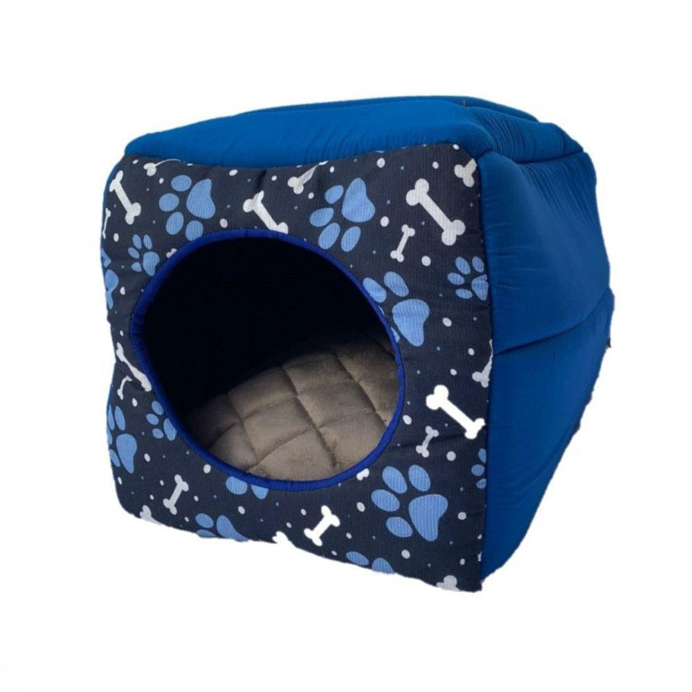 Cama Toca Iglu 3 Em 1 Para Cachorro E Gato Caminha Pet Elite Azul