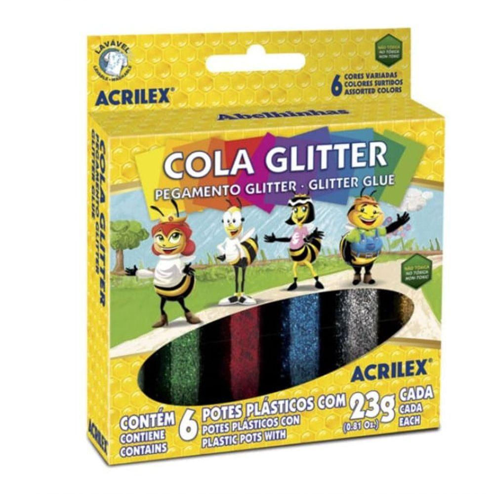 Cola Glitter 23gr Com 6 Cores - Acrilex - Unica Cola Glitter 23gr Com 6 Cores - Acrilex -