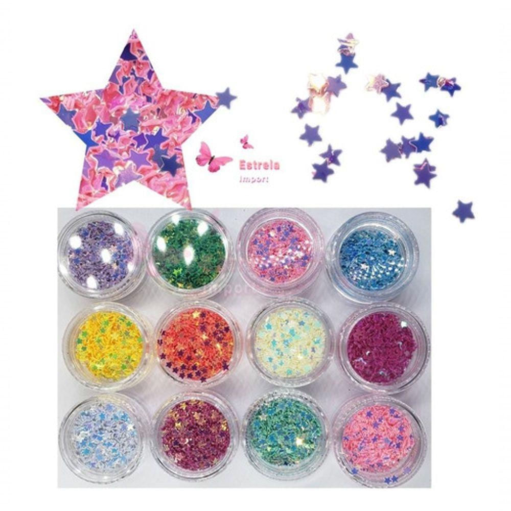 Glitter Estrela Prego 3d Ultrafinos Lantejoulas Flocos