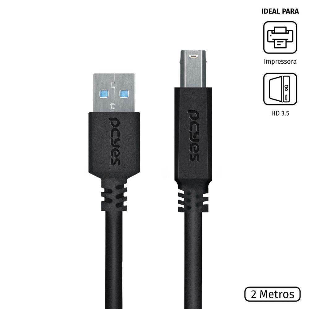 Cabo Para Impressora E Hd Externo Usb A 3.0 Macho Para Usb B