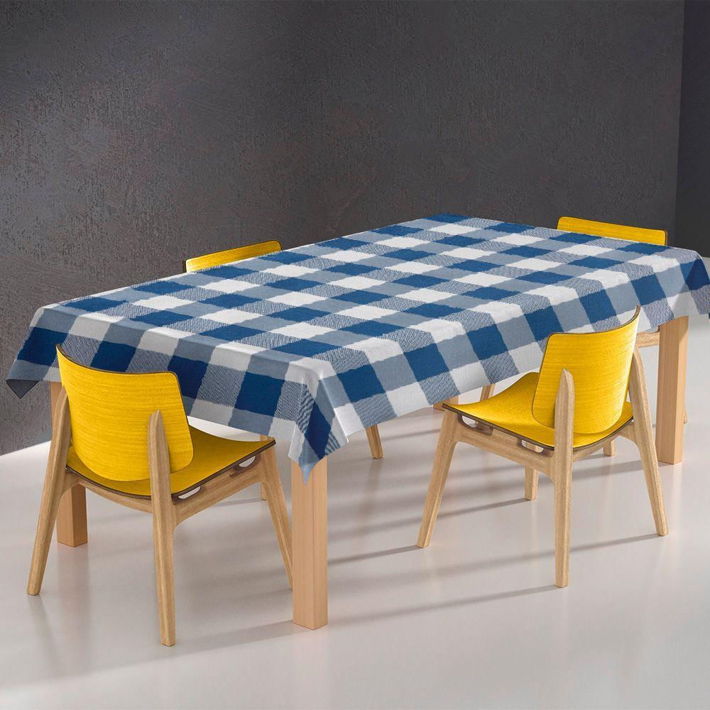 Toalha De Mesa Térmica Pvc Xadrez Jantar Cozinha 1,40 X 1,40 Titulo Xadrez Azul