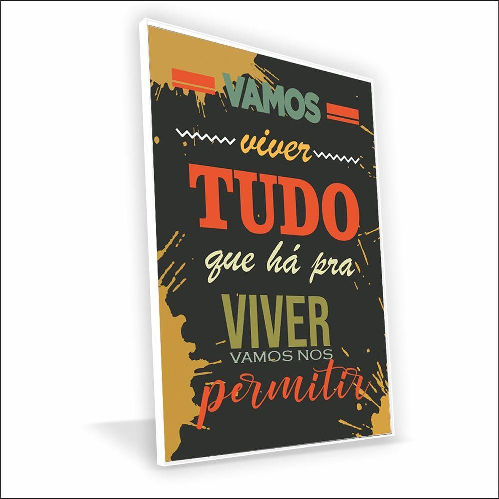 Quadro Vamos Viver Vinil Sem Vidro Tamanho-moldura 40x30 Caixa Cor Branca