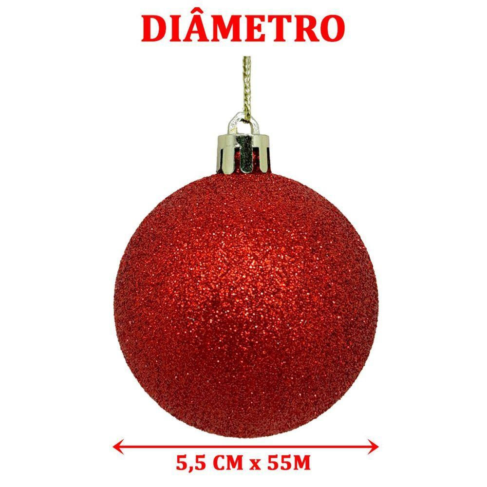 Kit 36 Bolas Enfeite Natalino árvore Natal Vermelho Glitter