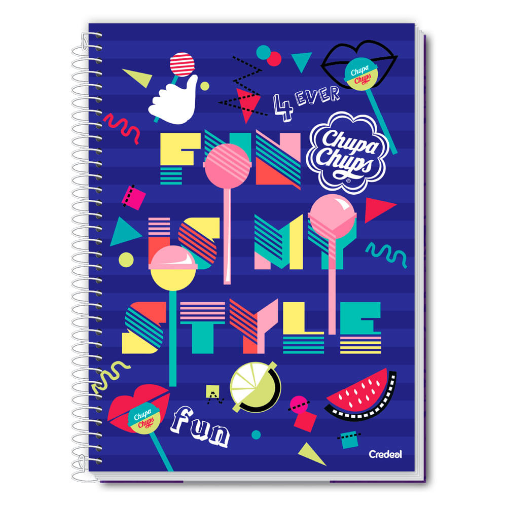 Caderno Universitário Feminino Chupa Chups 80F/1 Matéria Credeal