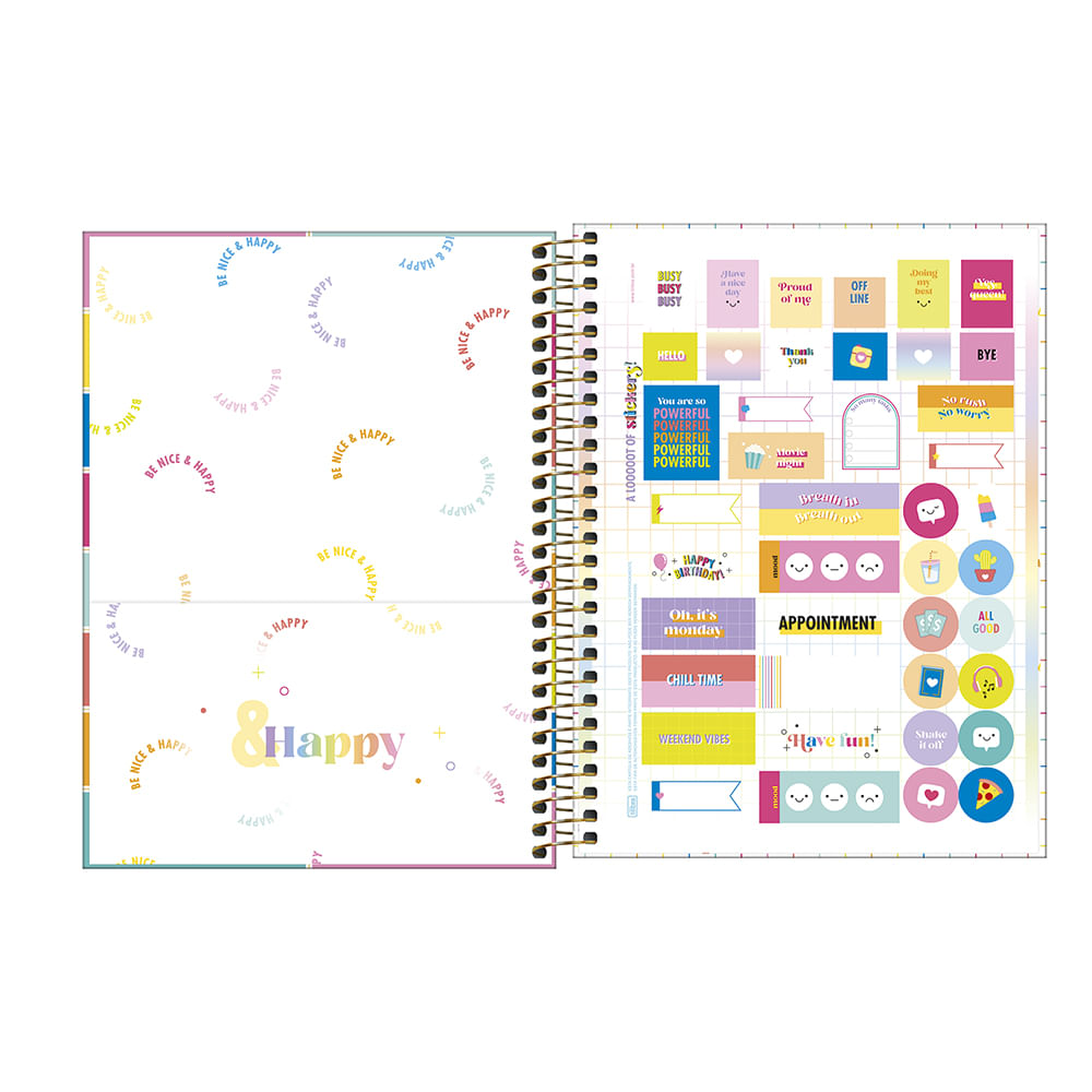 Agenda Planner Tilibra Espiral Capa Dura Be Nice 80 Folhas Capas Diversas - Item Sortido