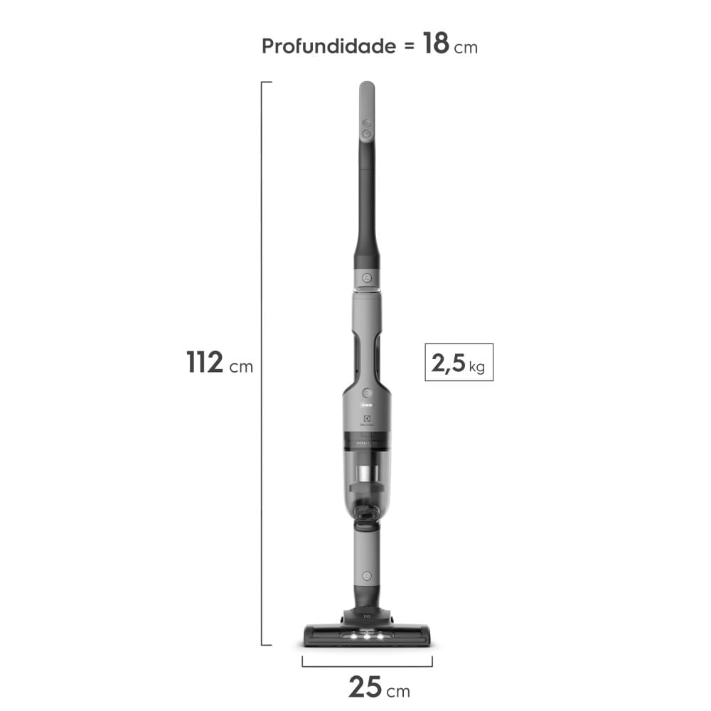 Aspirador de Pó Vertical Sem Fio Electrolux Ergorápido 2 em 1 Cyclonic Power até 30 min Cinza (ERG018) Bivolt