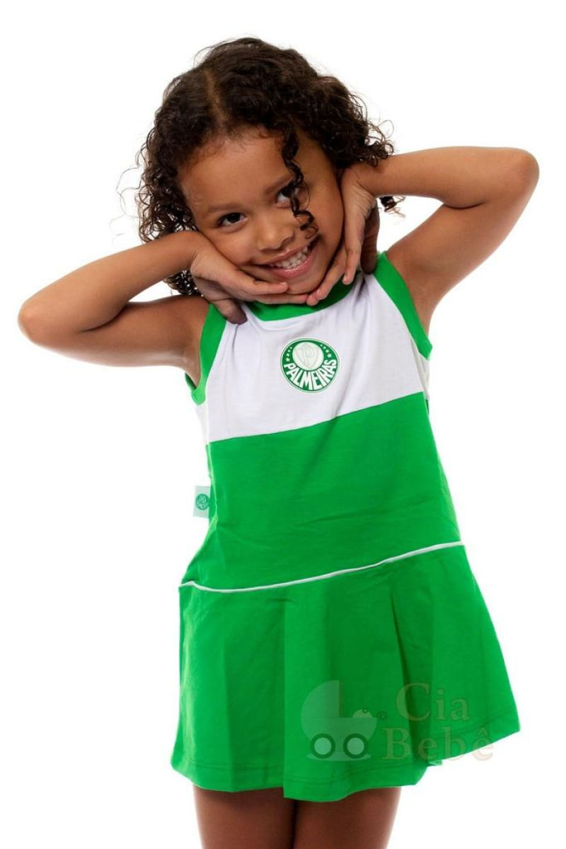 Vestido Palmeiras Bebê Infantil Regata Oficial Tam 2 / Verde