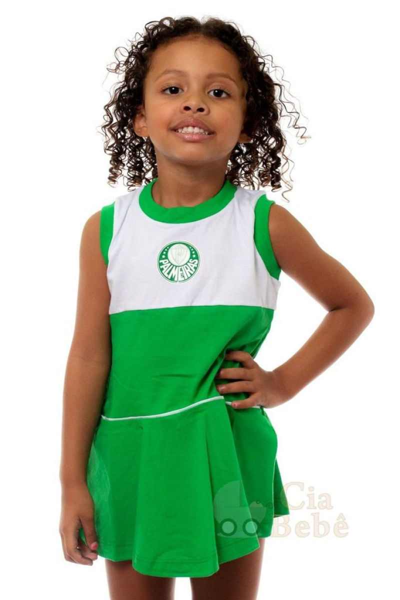 Vestido Palmeiras Bebê Infantil Regata Oficial Tam 2 / Verde