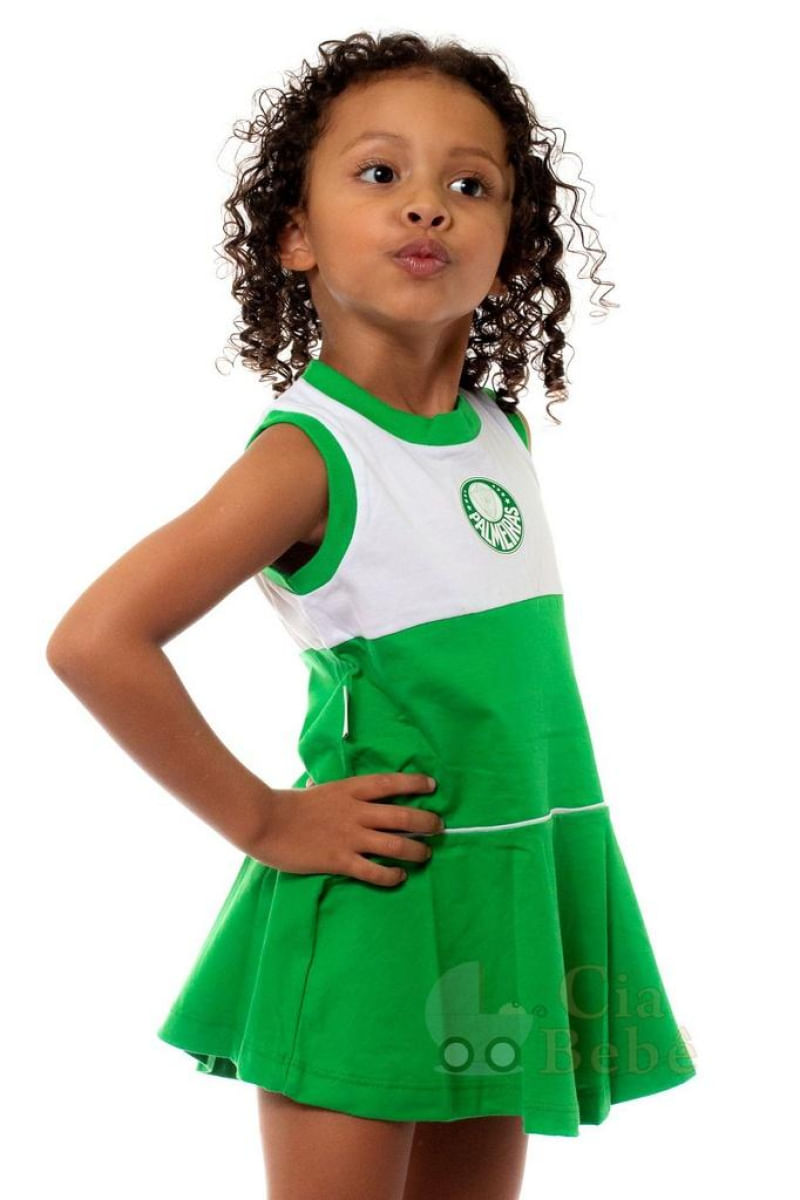 Vestido Palmeiras Bebê Infantil Regata Oficial Tam 2 / Verde