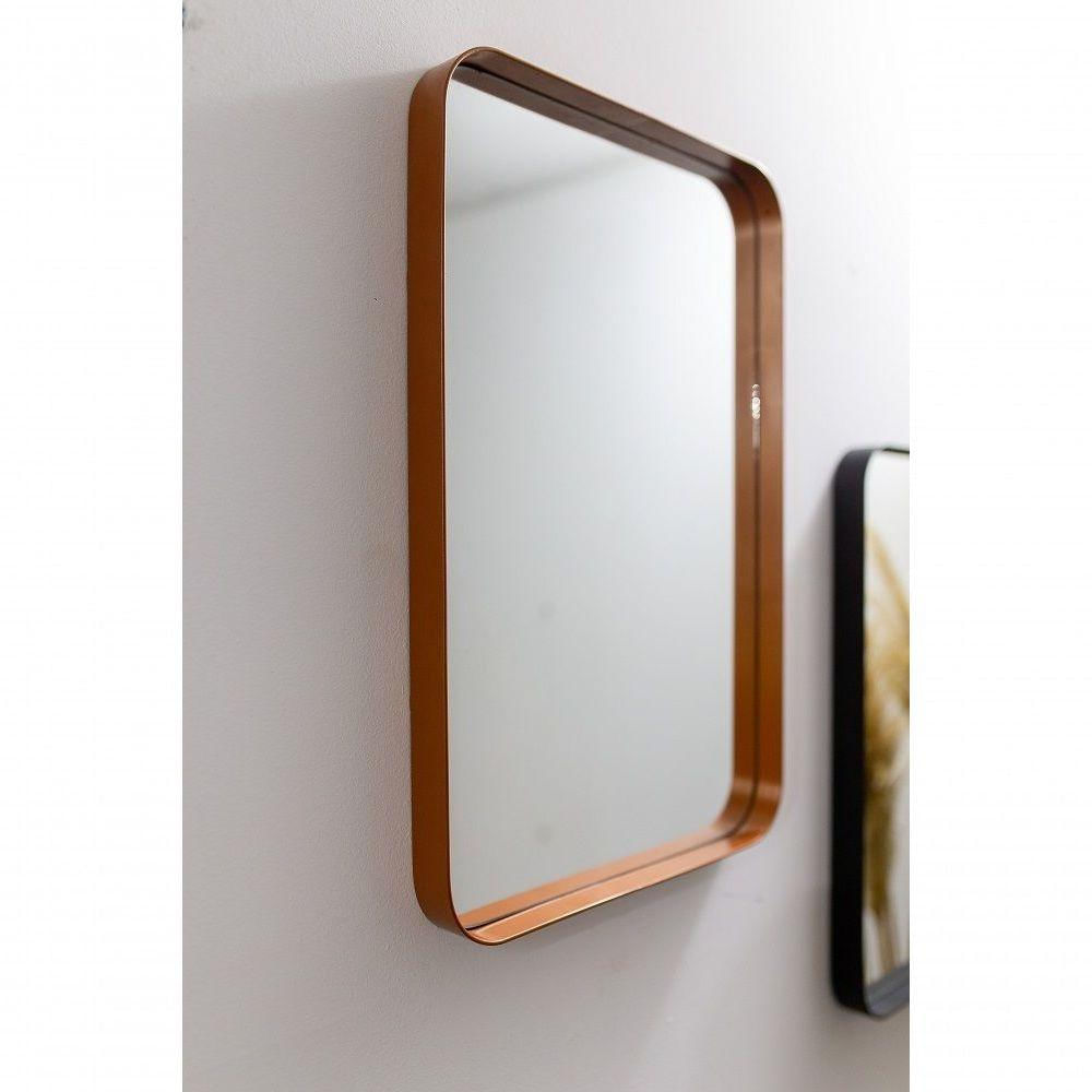 Espelho Luxo Quadrado Retrô 60X60Cm Banheiro Sala Quarto Hall Moldura Rose Gold