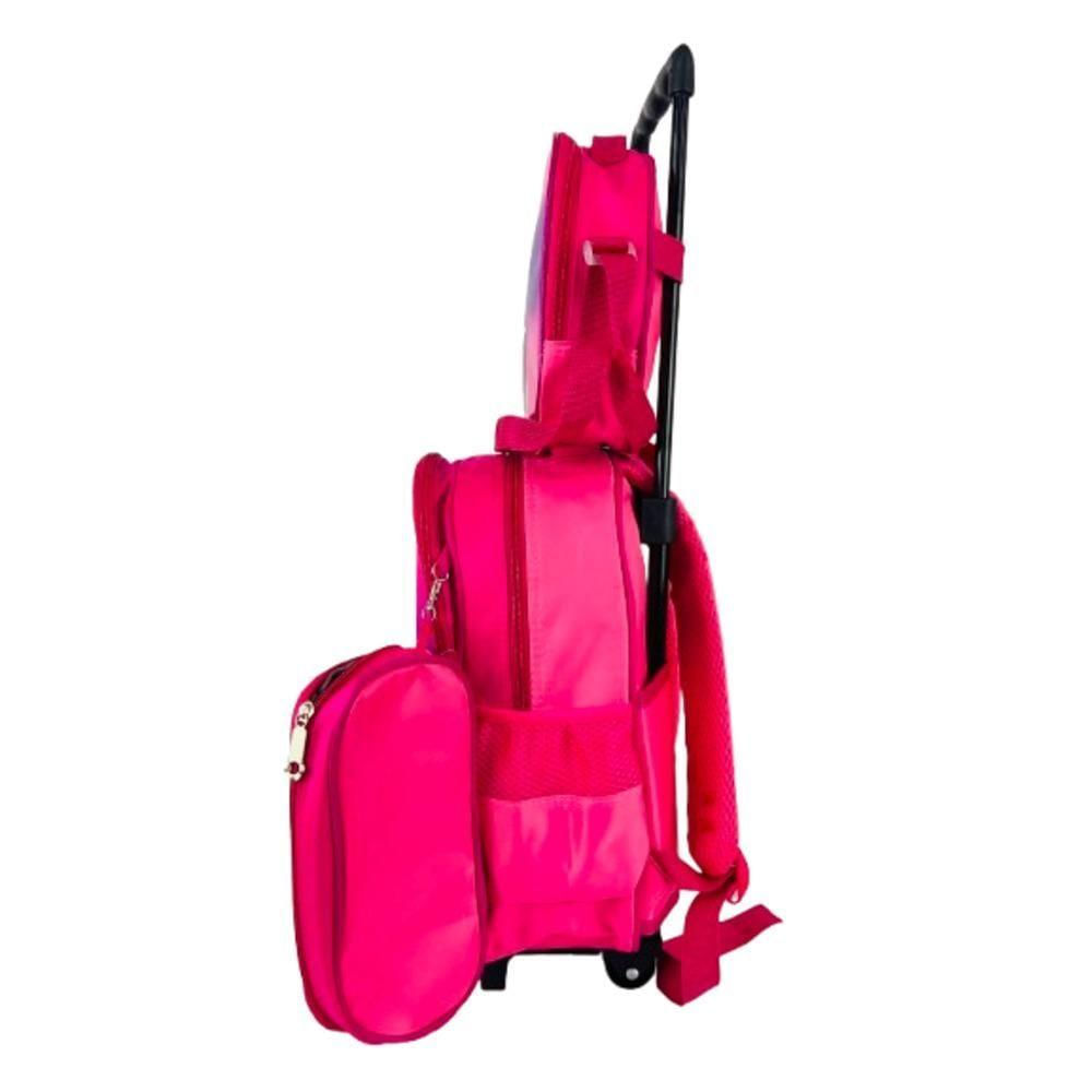 Kit Mochila De Carrinho Infantil Escolar Estojo Lancheira Térmica Unicornio Bolsa Impermeavel Rosa