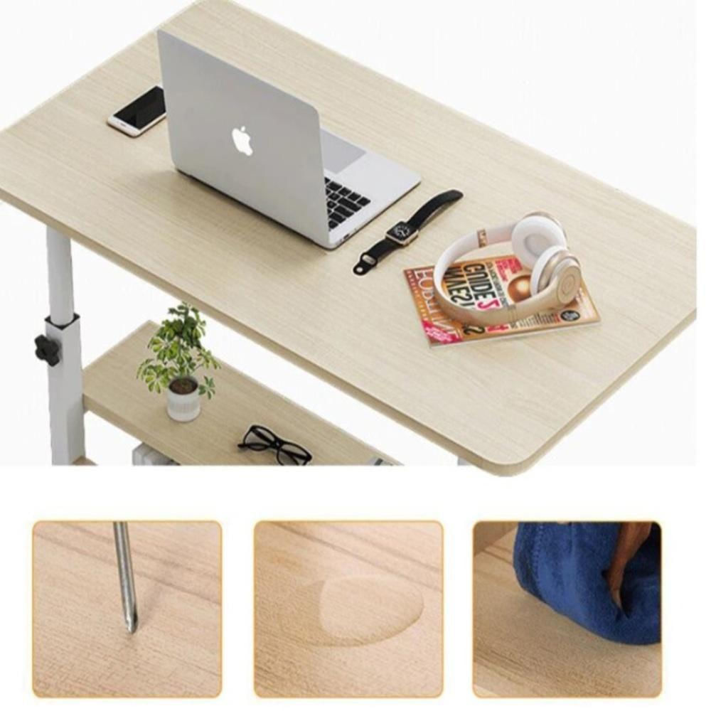 Mesa Para Notebook Altura Ajustavel Home Office Cama Rodinhas E 2 Prateleiras Multiuso Luxo