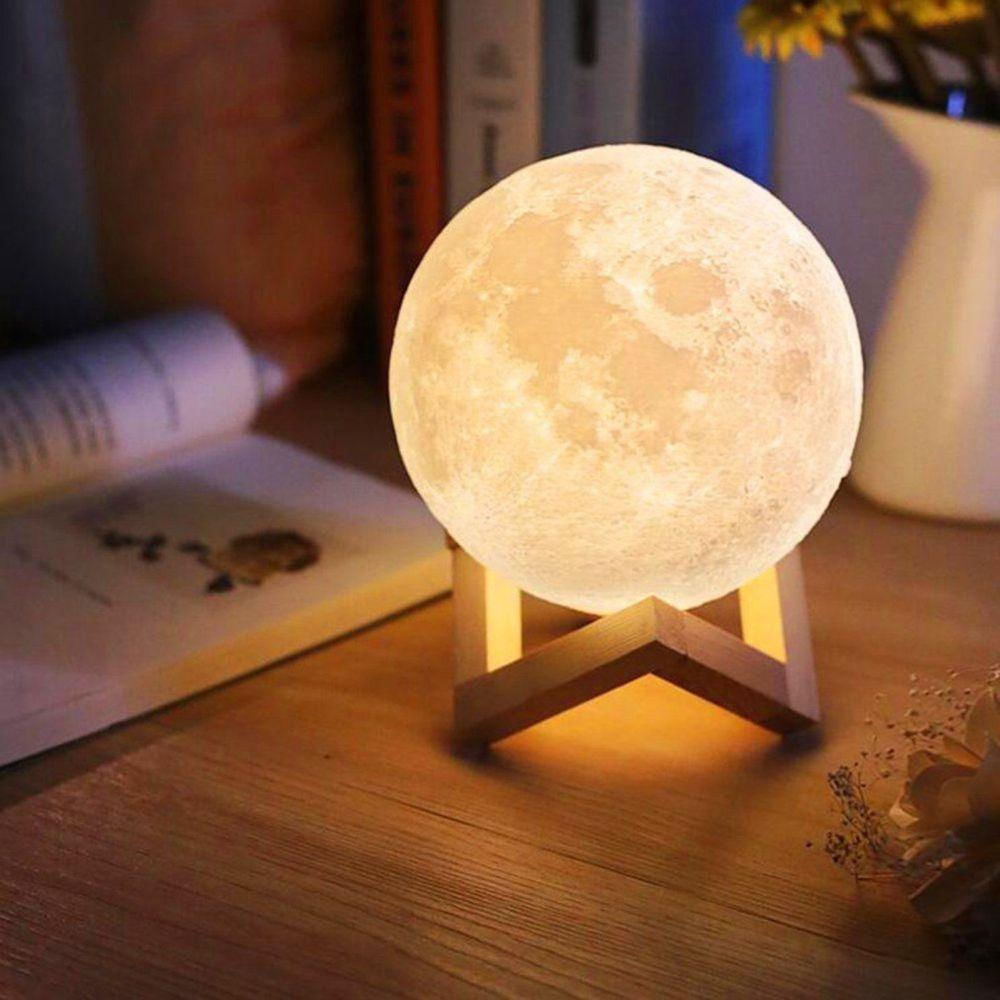 Luminária Lua Cheia 3d Abajur Usb Com Suporte Decoração Estilosa E Aconchegante!