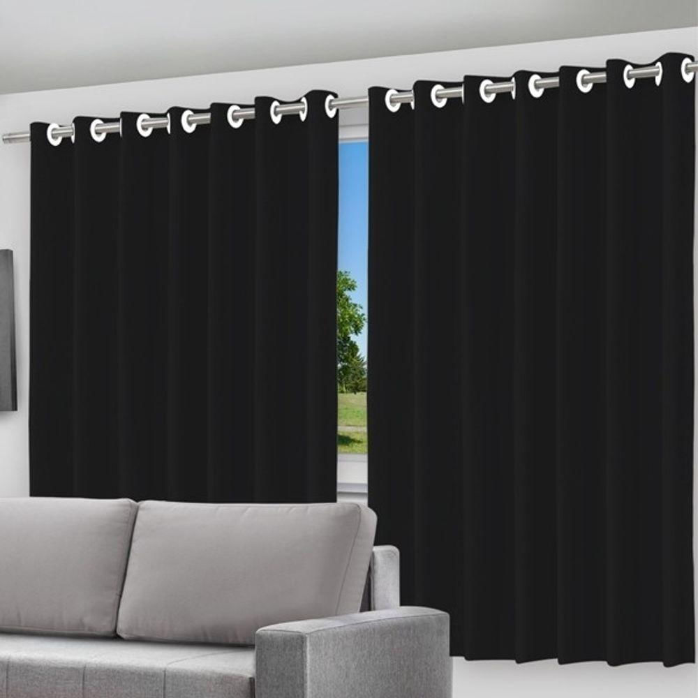 Cortina Blackout Preto 280x280cm Com Ilhós Melhorando Seu Ambiente Com Estilo E Eficiência