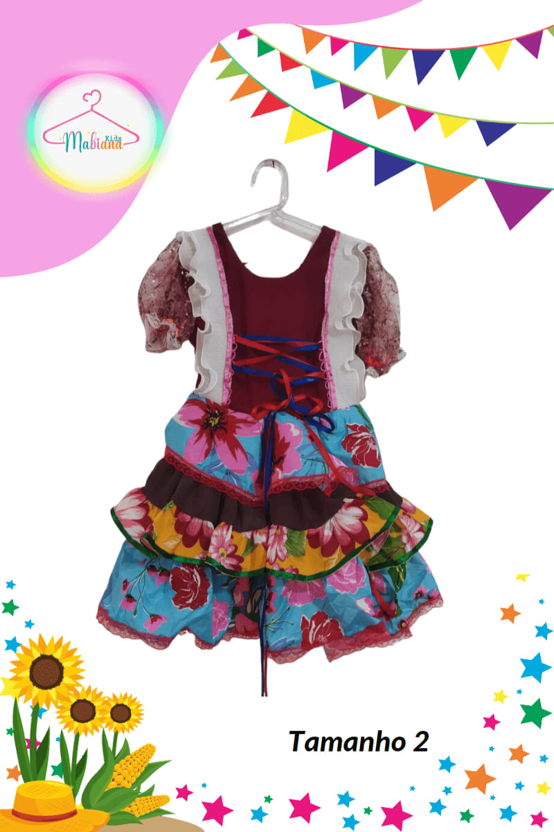 Vestido Junino infantil colorido (Tam. 2)