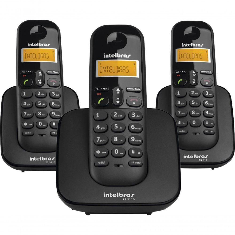 Telefone Sem Fio C- Identificador De Chamadas + 2 Ramais Ts3113 Preto 4123103