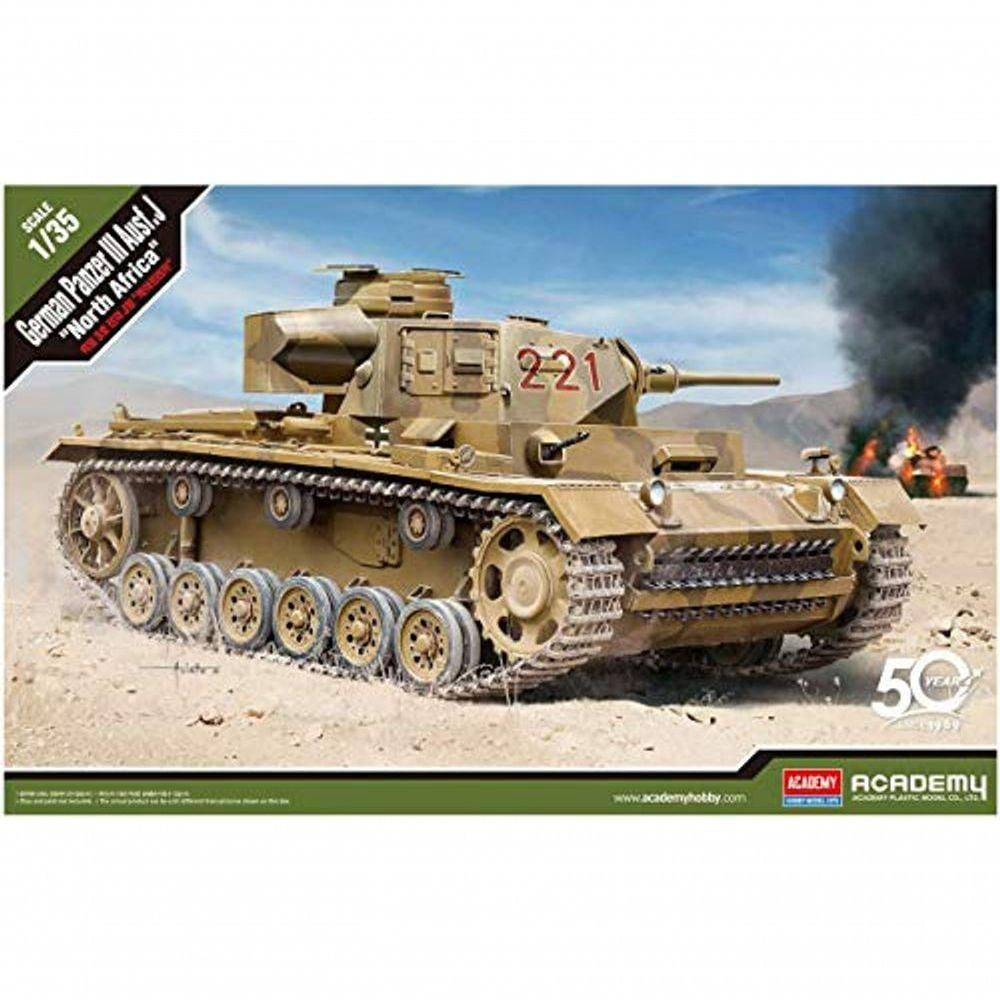 Academy 1-35 Panzer Iii Ausf.j North Africa - Kit de Montagem de Tanque