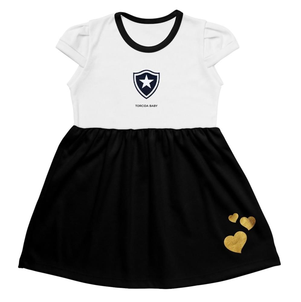 Vestido Infantil Botafogo Canelado Torcida Baby