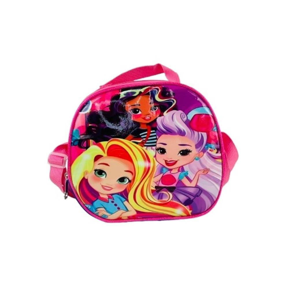 Kit Mochila Infantil Com Rodinhas Meninas Princesas Bolsa Escolar Estojo E Lancheira Térmica Rosa