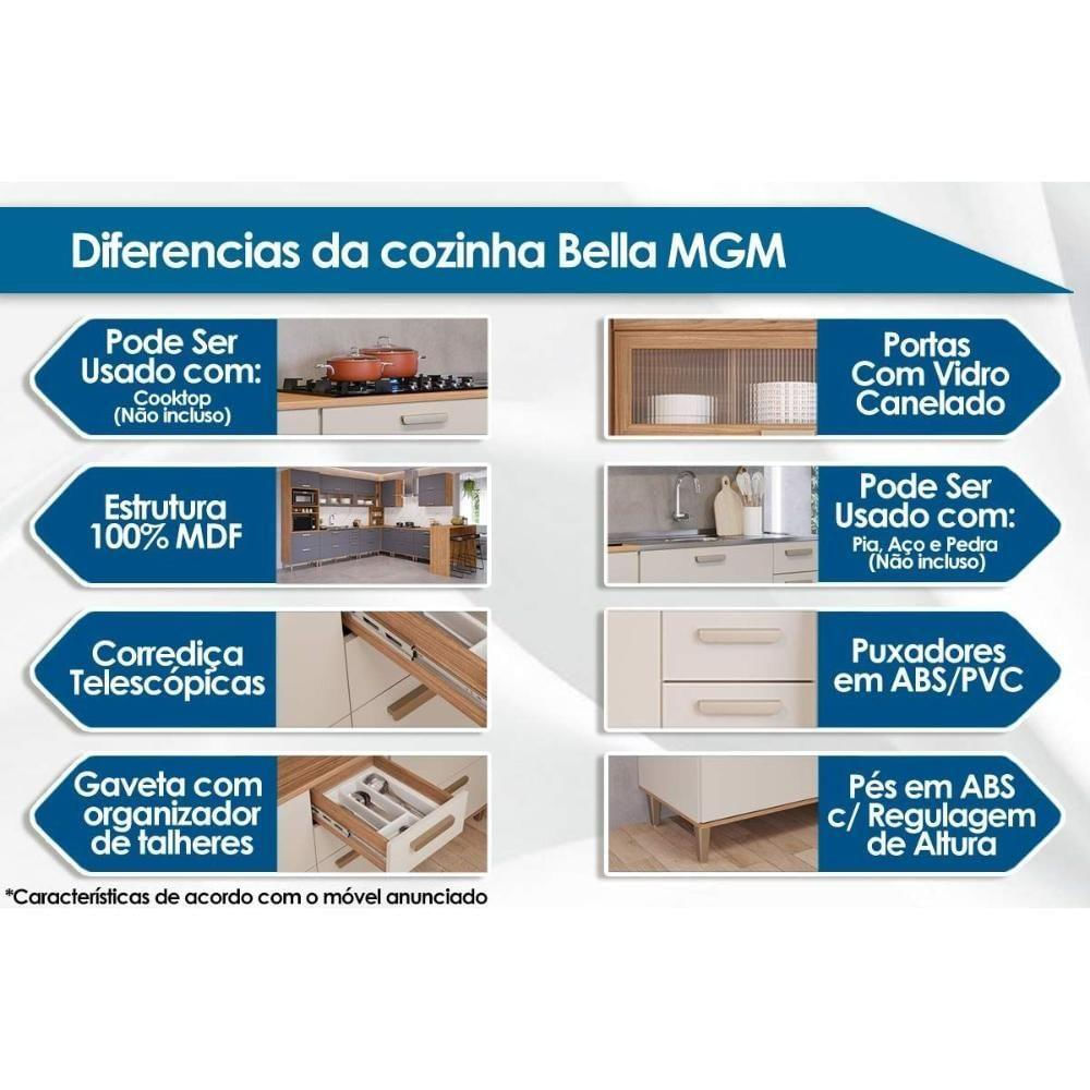 Gabinete De Cozinha Modulado Balcão Com Tampo Bella Com 1 Porta Basculante E 1 Gaveta 80 Cm Freijo - Mgm