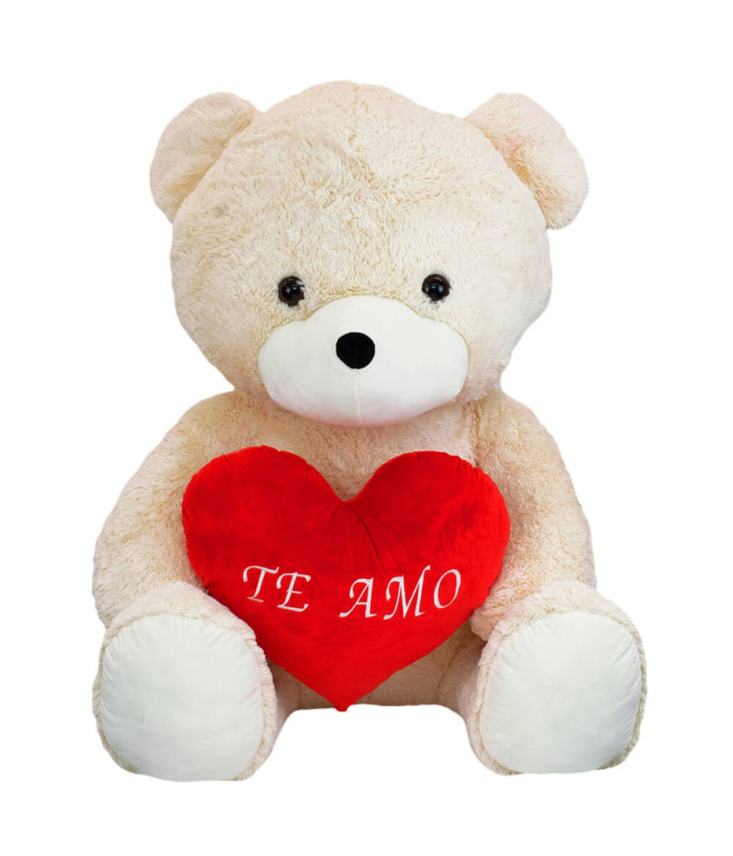 Urso Branco Coração Te Amo 90cm - Pelúcia - Tudo em Caixa