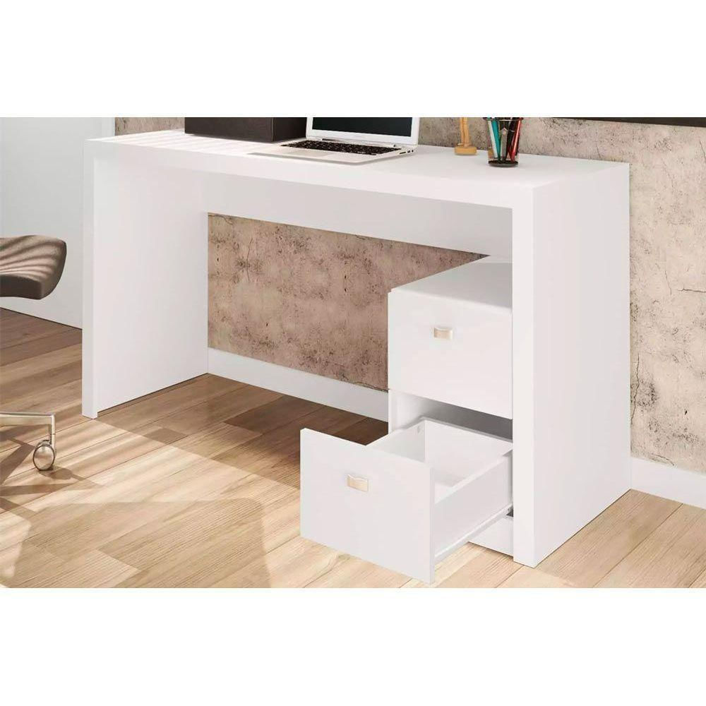 Mesa Escrivaninha Juvenil Me4130 C/ 2 Gavetas Branco - Tecno Mobili