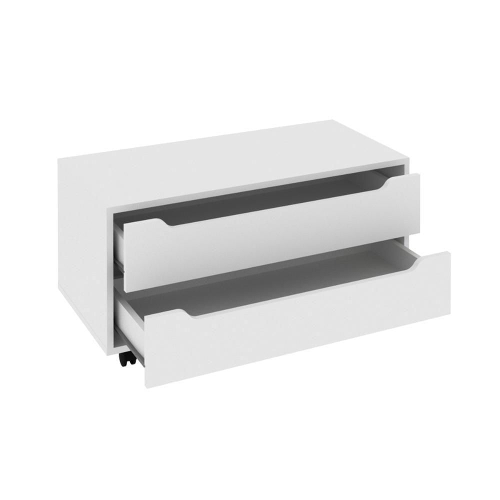 Balcão Gabinete Com 2 Gavetas E Rodízio Bn3643 Branco Tecnomobili