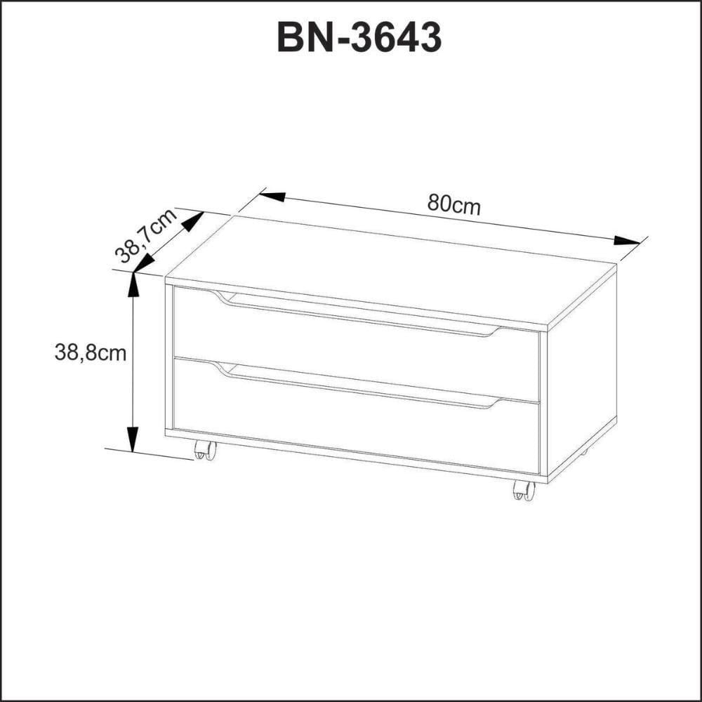 Balcão Gabinete Com 2 Gavetas E Rodízio Bn3643 Amêndoa branco Tecnomobili