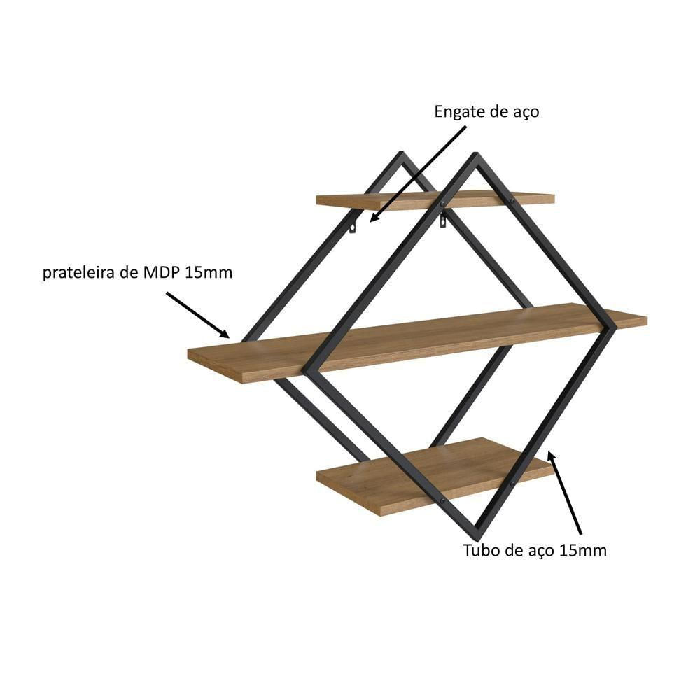 Prateleira Decorativa Diamante Grande P1020 Mel