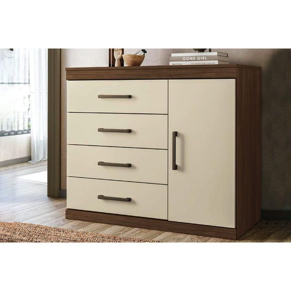 Cômoda Solteiro 1.4 Plus C/ 1 Porta E 4 Gavetas Jatobá/areia - Santos Andirá