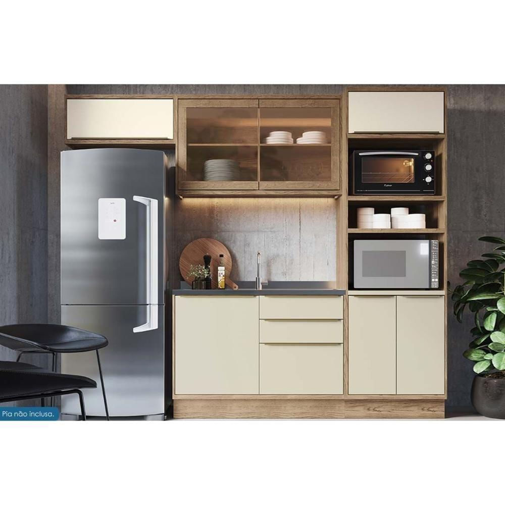 Cozinha Completa Versalis 4 Peças (2Aéreos+1Balcão+1TorreQuente) C4P189 Freijo/Cinza Argila - Herval