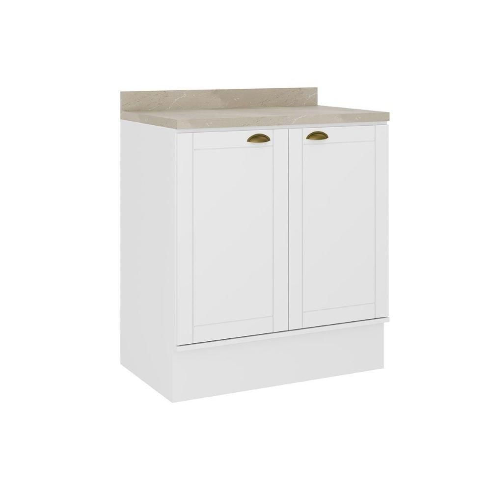 Balcão De Cozinha C- Tampo Bella 2609 C- 2 Portas 80cm Branco - Carraro