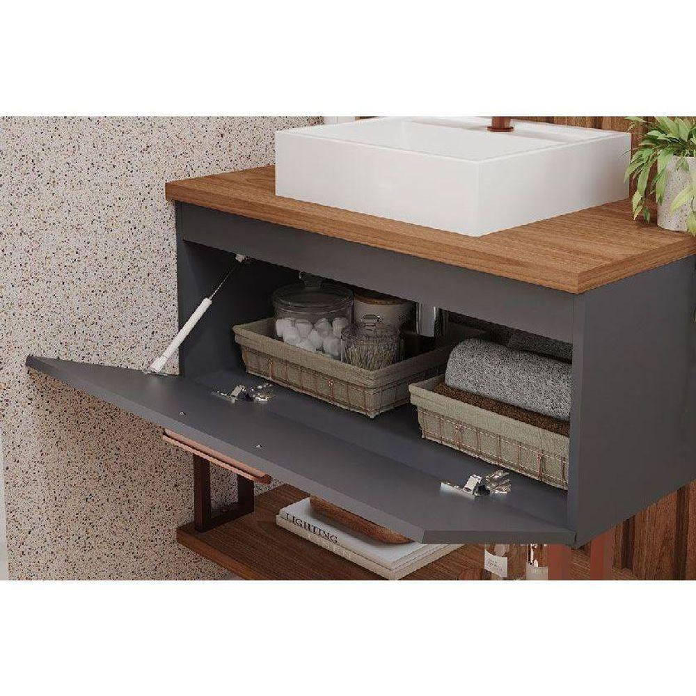 Gabinete De Banheiro Balcão Duna 1 Porta Com cuba 60cm Cappuccino-freijo - Mgm