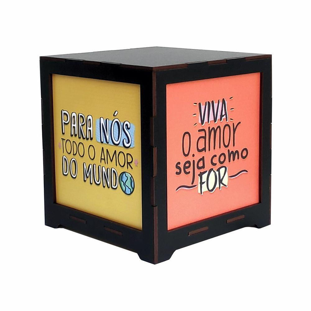 Luminária Box Namorados Viva O Amor Em Mdf.